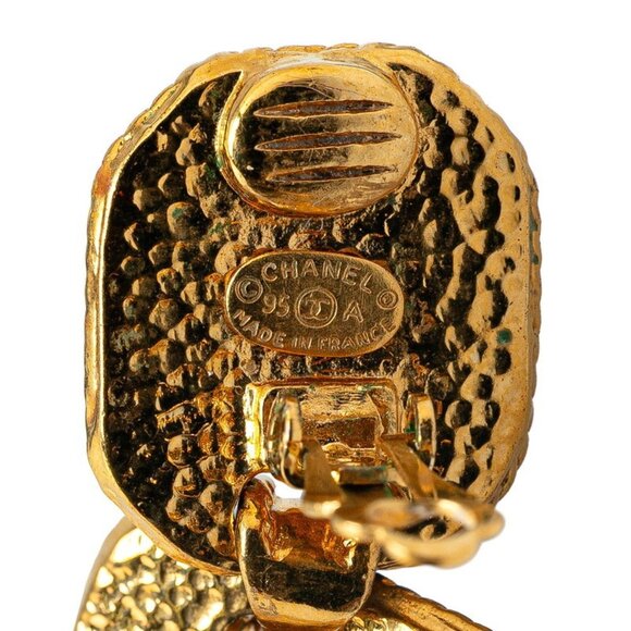 CHANEL Authentic Vintage Gold Logo Earrings - Picture 3 of 3